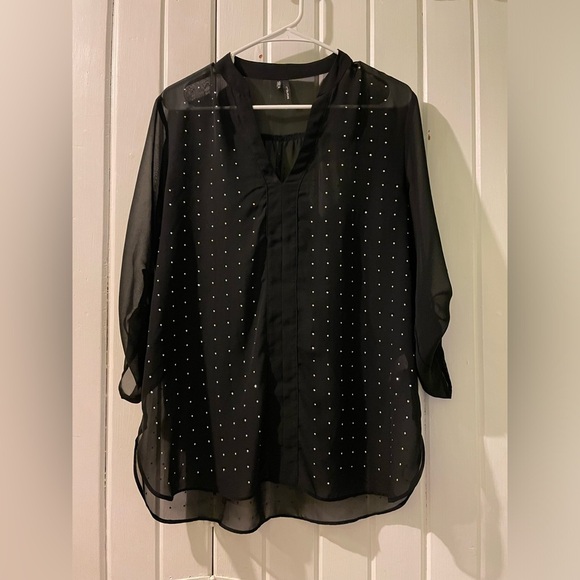 Maurice’s sheer embellished blouse-medium like new - Picture 1 of 4